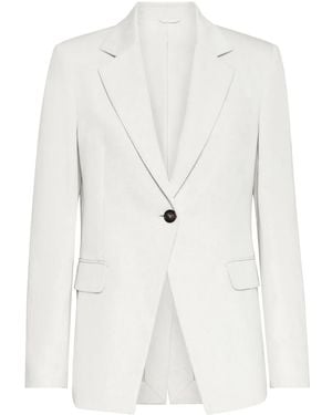 Brunello Cucinelli Linen And Cotton Blend Single-breasted Jacket - White