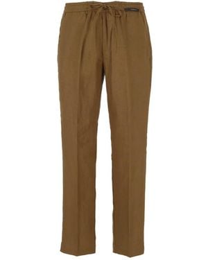 Michael Coal Pantalon En Lin À Lien De Resserrage - Natural