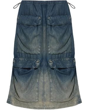 DIESEL Multi-Pocket Denim Midi Skirt - Blue