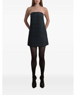 Contessa Mills Sophia Plaid Strapless Dress - Blue