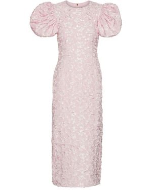 ROTATE BIRGER CHRISTENSEN Puff-sleeve jacquard maxi dress - Pink