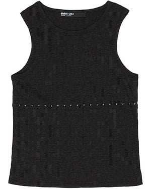 Bimba Y Lola Ribbed Studded Tank Top - Black