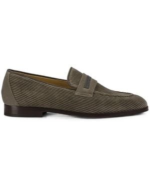 Doucal's Micro-Stud Ribbed Loafers - Gray