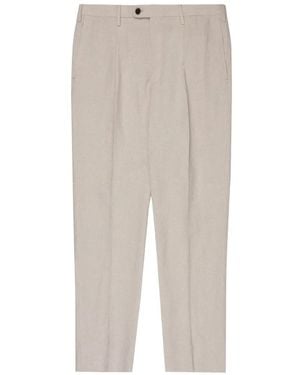 Incotex Patterned Linen Trousers - White