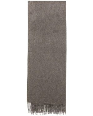N.Peal Cashmere Woven Fringed Shawl - Grey