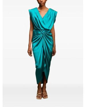 ANDRES OTALORA Mongui Draped Silk Midi Dress - Blue