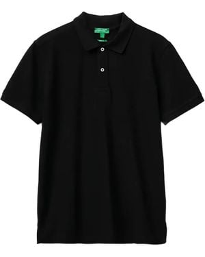 Benetton Logo-Embroidered Polo Shirt - Black