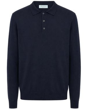 THE PULL Long-Sleeve Polo-Collar Jumper - Blue