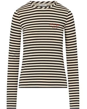 Liu Jo Ttriped T-Shirt With Embroidery - Black