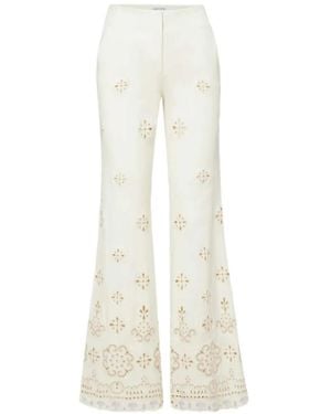 Veronica Beard Komi Eyelet Embroidered Pants - White