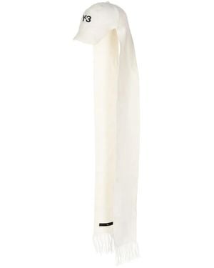 Y-3 Logo-Print Scarf Cap - White