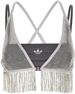 adidas Sequin Fringed Set Top - White