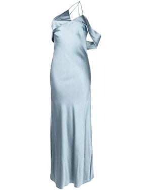Michelle Mason Bias-Cut One-Shoulder Gown - Blue
