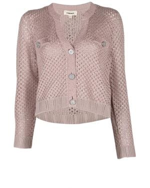 L'Agence Cárdigan Blanca Con Lentejuelas - Rosa