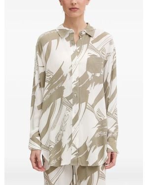 DKNY Abstract-Print Chest-Pocket Shirt - White