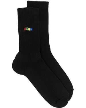 MSGM Embroidered-Logo Detail Socks - Black