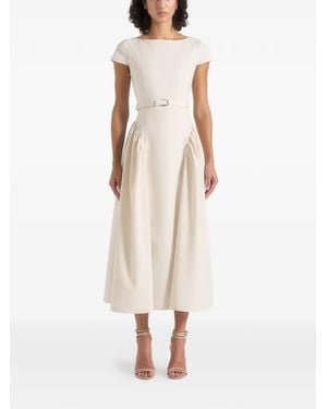 Manière De Voir Gaia Belted Pleated Dress - Natural