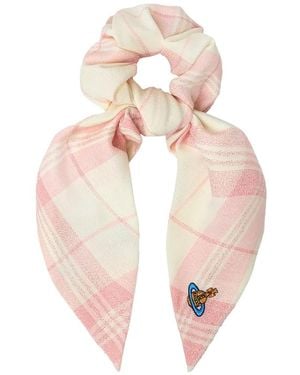 Vivienne Westwood Large Check-Pattern Orb-Patch Scrunchie - White