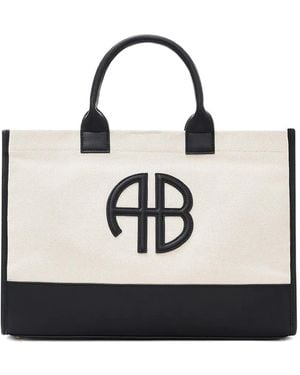 Anine Bing Mittelgroße Lara Tote Bag mit Logo-Applikation - Weiß