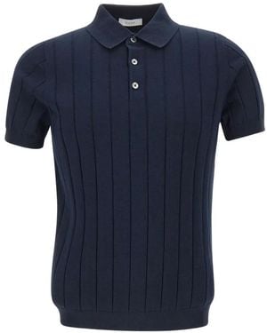 Diktat Ribbed-Knit Polo Shirt - Blue