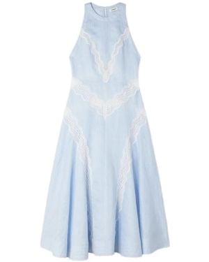 Sandro Maxi Lace Striped Dress - White