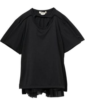 Comme des Garçons T-Shirt Plissé À Découpes - Black