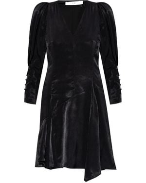 IRO Puff-Sleeve Asymmetric Mini Dress - Black