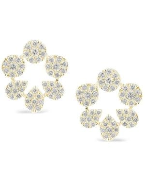 Dana Rebecca Pendientes Taylor Beth Cutout En Oro Amarillo De 14 Ct Con Diamantes - Metálico