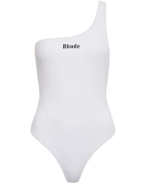 Rhude One-Shoulder Open-Back Swimsuit - White