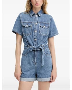 Morgan Denim Belted Playsuit - Blue