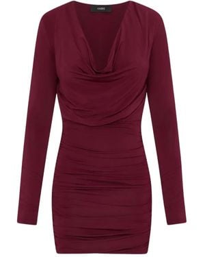 Amiri Cowl-Neck Draped Mini Cocktail Dress - Red