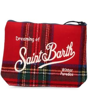 MC2 Saint Barth Tartan Logo-Embroidered Clutch Bag