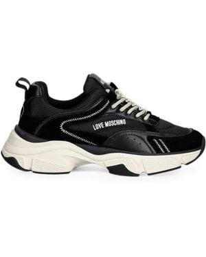 Love Moschino Logo-Print Panelled Trainers - Black
