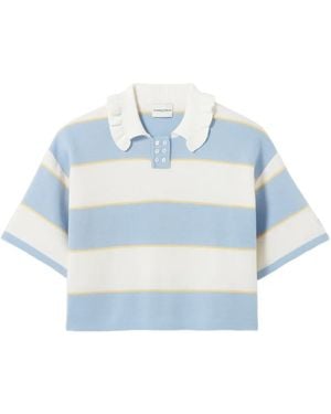 Claudie Pierlot ストライプ ラッフル Tシャツ - ブルー