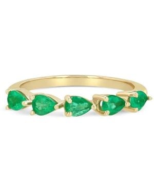 Zoe Chicco Anillo En Oro Amarillo De 14 Ct Con Esmeralda - Verde