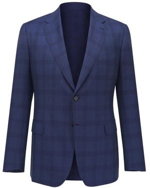 Brioni Checked-Pattern Single-Breasted Blazer - Blue