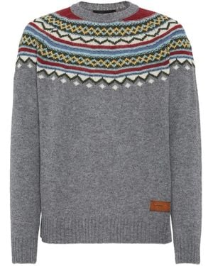 DSquared² Geometric Patterned Knit Jumper - Grey