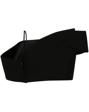 McQueen Deconstructed Asymmetric Crop Top - Black