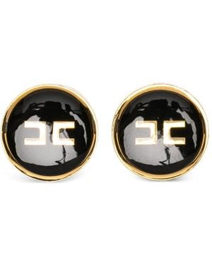 Elisabetta Franchi Earrings With Logo - Black