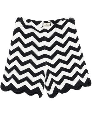 Bruno Manetti Scalloped Chevron Shorts - Black