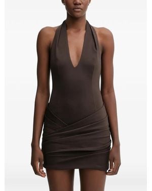 La Mania Drapiertes Blanca Neckholder-Kleid - Schwarz