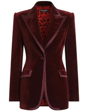 Dolce & Gabbana Chaqueta Turlington De Terciopelo Con Botones - Morado
