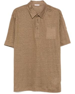 Moncler Patch-Pocket Linen Polo Shirt - Brown