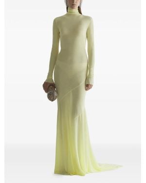 Mugler Turtleneck Gown Dress - Green
