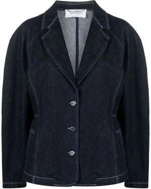 Alberta Ferretti Single-Breasted Denim Blazer - Blue