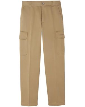 Versace Logo-Embroidered Cargo Trousers - Natural