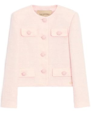 Valentino Garavani Veste En Tweed À Effet Froissé - Pink