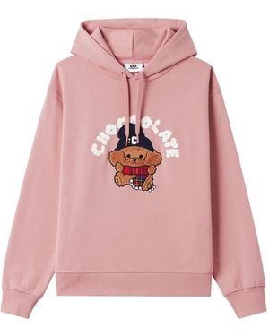 Chocoolate Graphic-Print Drawstring Hoodie - Pink