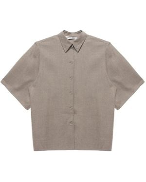 Carven Short-Sleeve Collared Shirt - Gray