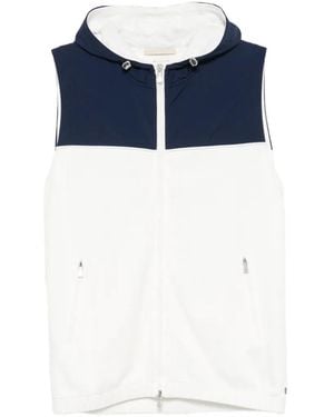 Eleventy Mouwloze Hoodie Met Colourblocking En Rits - Blauw